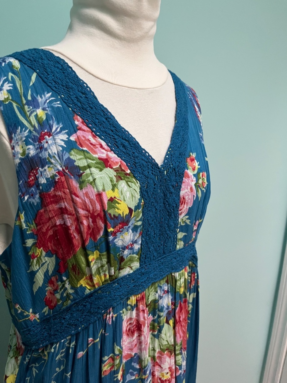 April Cornell maxi -dress with full tiered skirt, Sz M - Picture 2 of 7